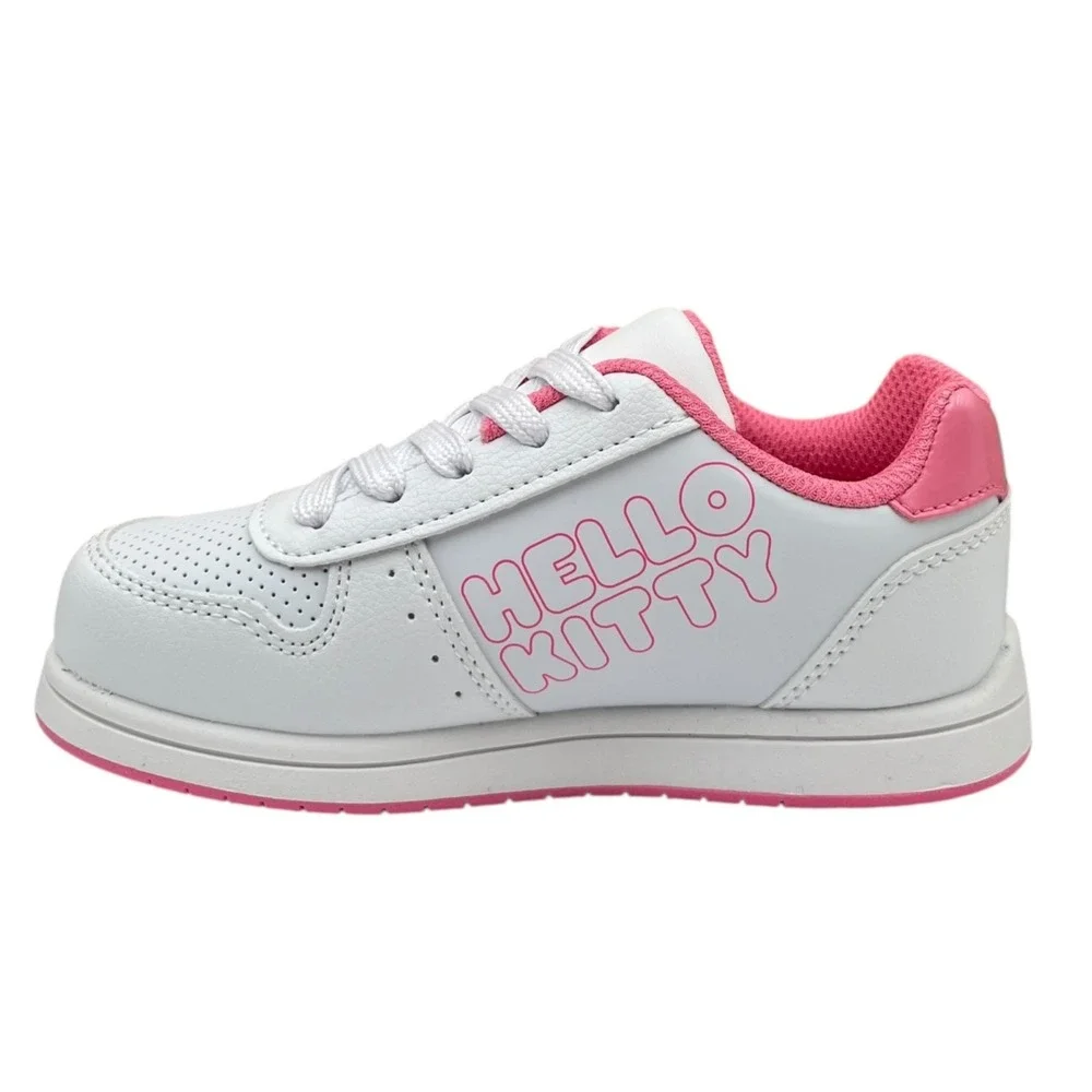 Hello Kitty Little Girls Court Sneakers Size 11 White Pink Purple Casual Lace-Up